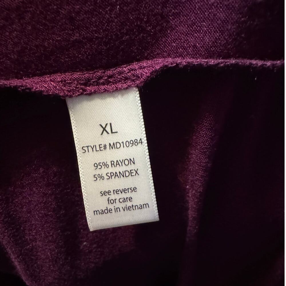 Active Collection Burgundy Maxi Dress XL | Rayon Spandex Curved Hem - Picture 5 of 5